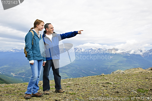 Image of Father and daughter in mountains