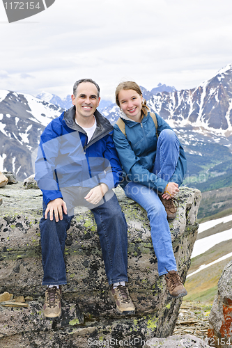 Image of Father and daughter in mountains