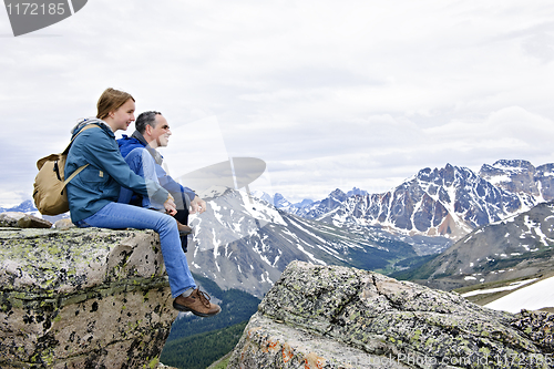 Image of Father and daughter in mountains