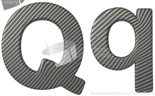 Image of Carbon fiber font Q lowercase and capital letters