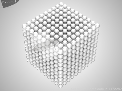 Image of Transparent spheres or beads cube shape 