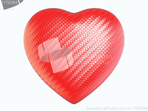Image of Red wattled fiber heart shape isolated
