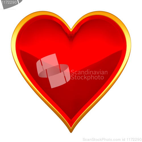 Image of Hearts suits with golden framing isolated