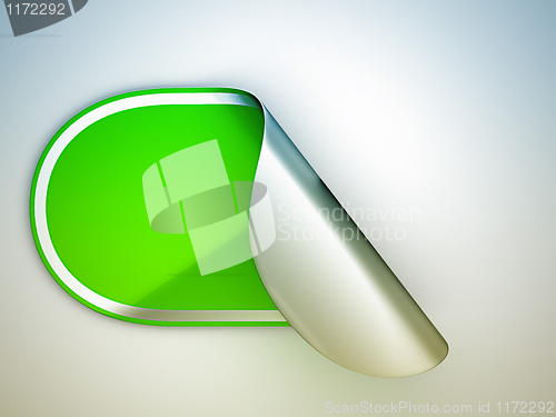 Image of Green rounded bent sticker or label