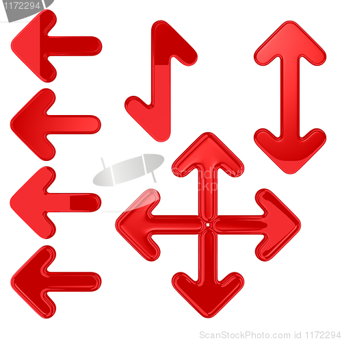 Image of Red arrows set isolated 