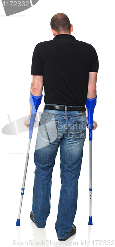 Image of man with crutch