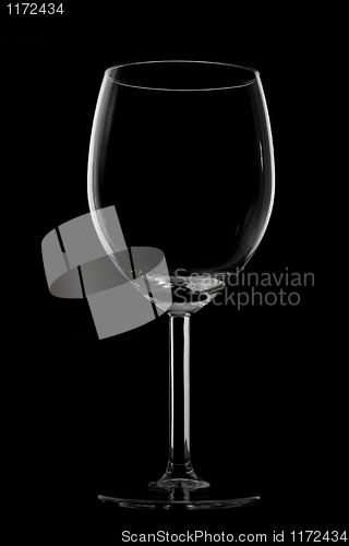 Image of Silhouette of wine glass isolated on black