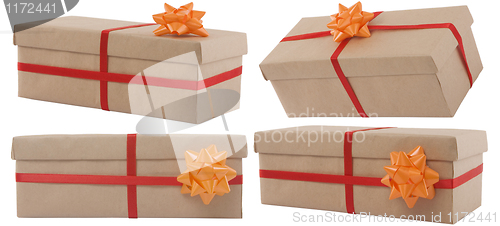 Image of gift box with red ribbon