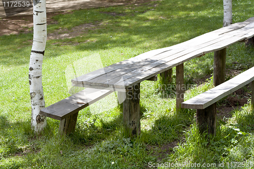 Image of Bench and table