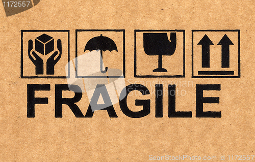 Image of fragile symbol on cardboard