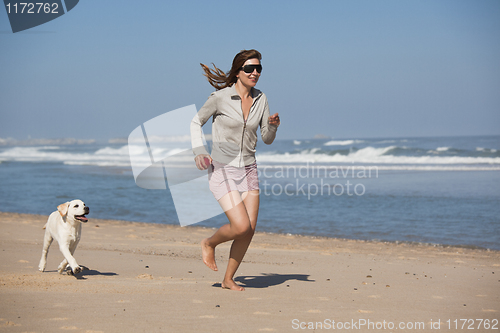 Image of Girl with her cute dog