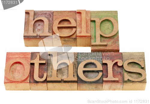 Image of help others phrase in letterpress type