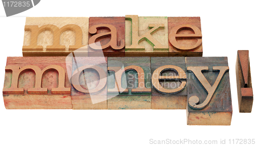 Image of make money in letterpress type