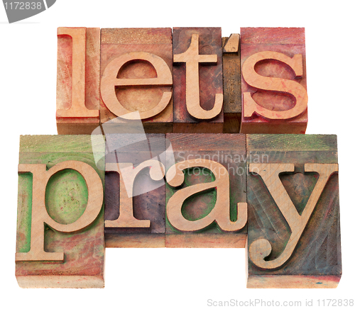 Image of let us pray in letterpress type