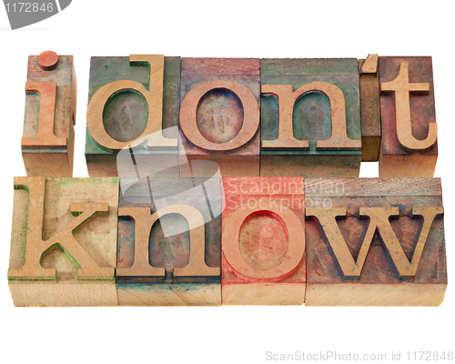 Image of I do not know in letterpress type