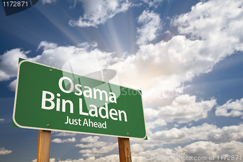 Image of Osama Bin Laden Green Road Sign