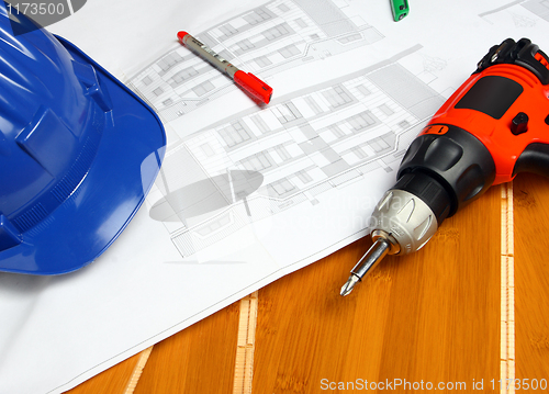 Image of worker carpenter tools