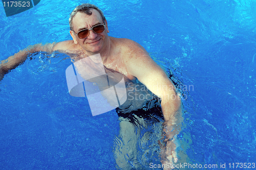 Image of senior man in the swimming-pool