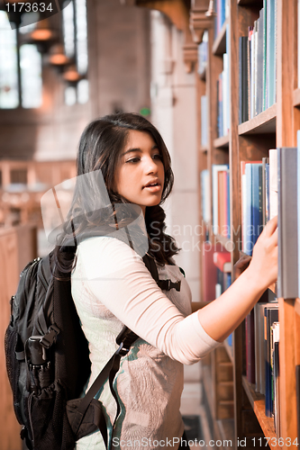 Image of Asian student in library