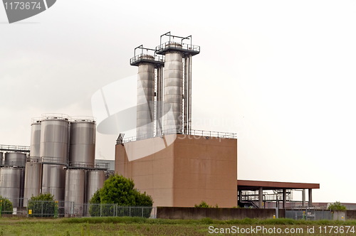 Image of Modern Industry dairy complex with silos