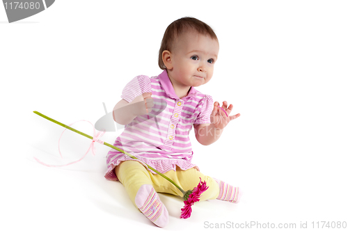 Image of Cute baby girl in pink