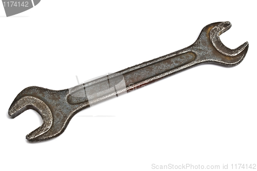 Image of  old wrench isolated on white 