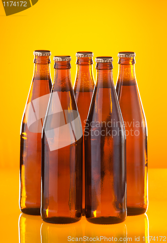 Image of Five bottles with beer
