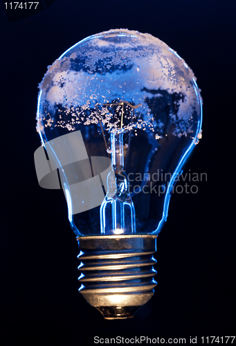 Image of Light bulb covered with ice