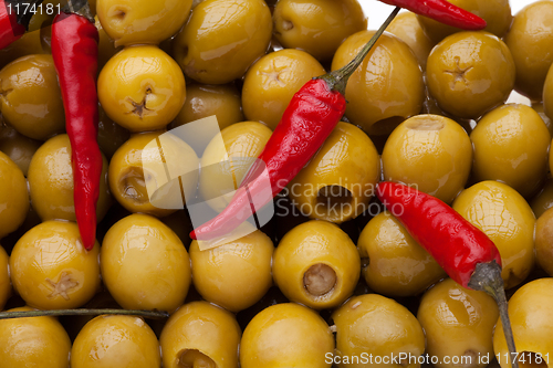 Image of Pattern with olives and chili pepper