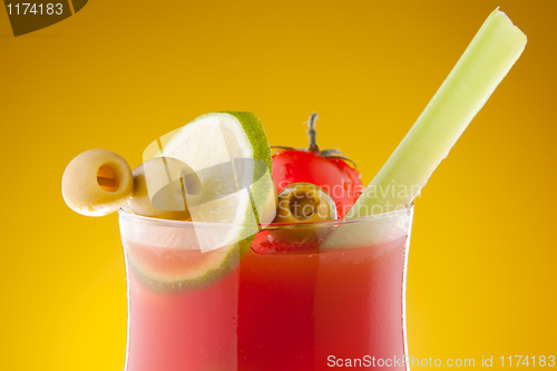Image of Close-up of bloody Mary cocktail