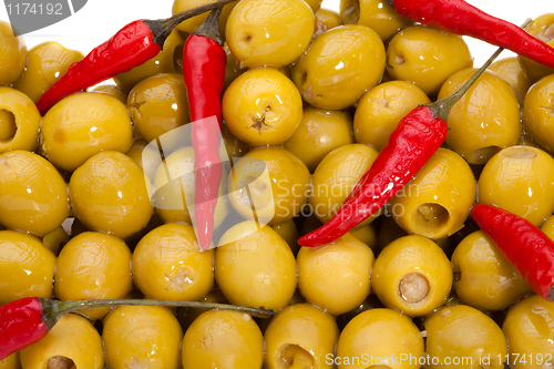 Image of Pile of olives and pepper