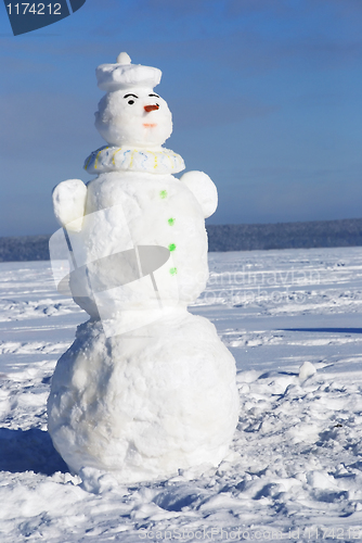 Image of snowman on a wintry sunny day