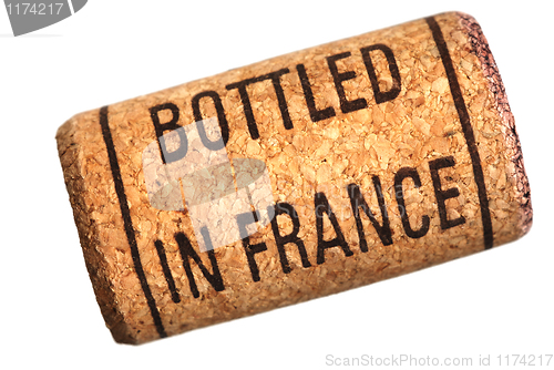 Image of wine cork with inscription bottled in France