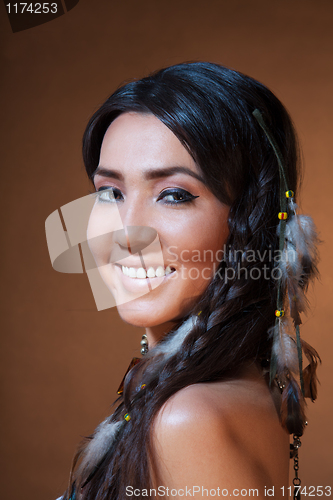 Image of Smiling American Indian woman