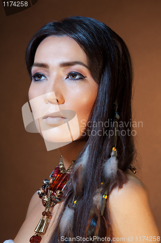 Image of Close-up portrait of American Indian girl