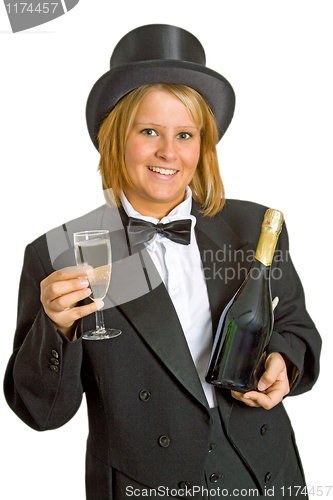 Image of Woman with sparkling wine