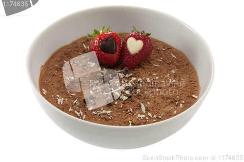 Image of Strawberries on chocolate mousse with chocolate