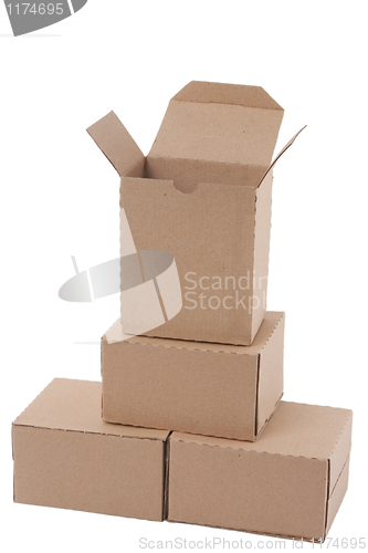 Image of Brown cardboard boxes arranged in stack