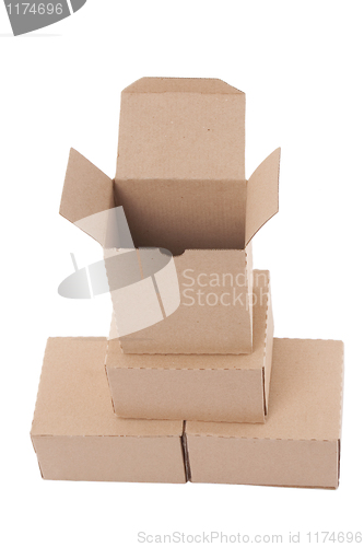 Image of Brown cardboard boxes arranged in stack