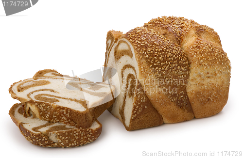 Image of loaf of  fresh marble wheat bread 