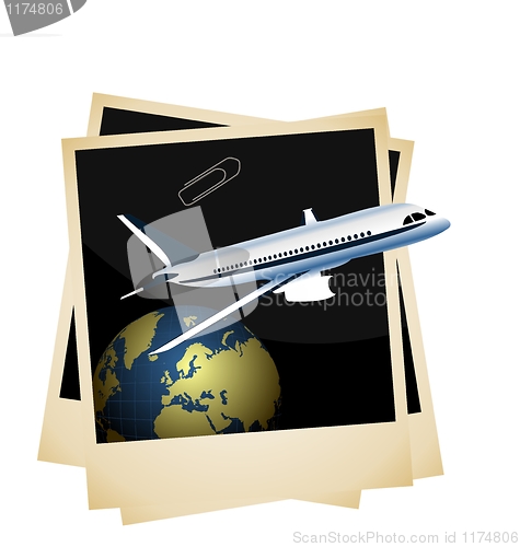 Image of Illustration a conceptual composition - of the plane taking off 