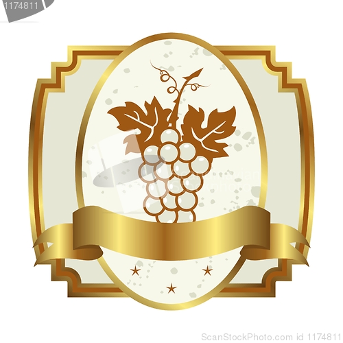 Image of decorative gold frame label with grapevine