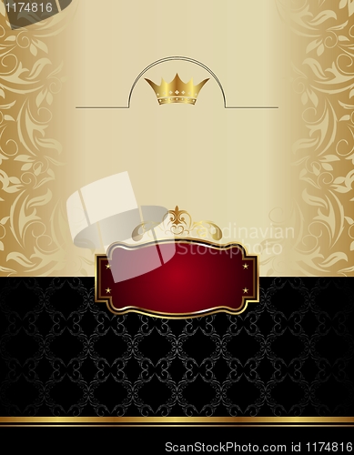 Image of luxury gold wine label with emblem