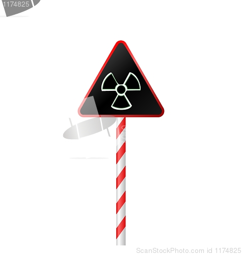 Image of Illustration the warning symbol of radioactive hazard on road st