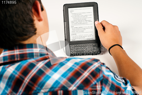 Image of Student using an e-book