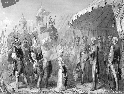 Image of The submission of the young Maharaja Duleep Singh to Sir Henry Hardinge at the end of the 1st Sikh War