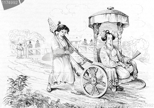 Image of Japanese Lady in Chariot
