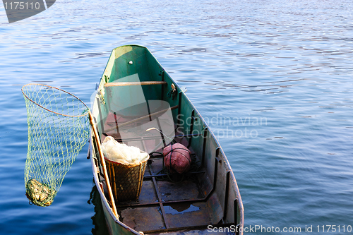 Image of Fishing boat on lake