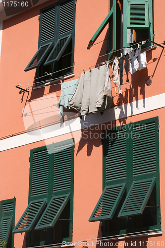 Image of Facade with laundry hung out to dry 