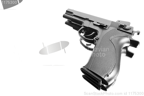 Image of Angle view of a pistol isolated over white